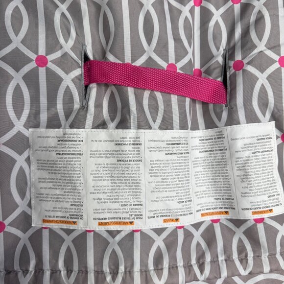 Boppy‎ Grey White Pink Shopping Cart Cover With Pink Owl Toy - Picture 5 of 8